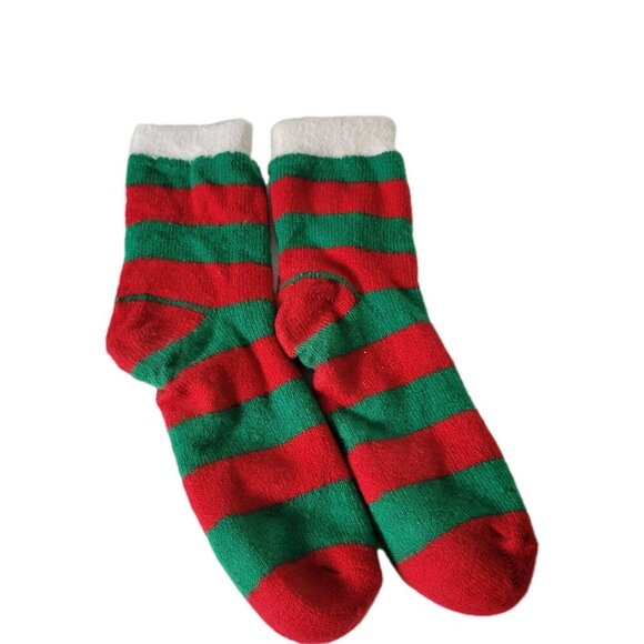 Christmas Elf Slipper Socks Thick Warm Green Red OSFM - Picture 2 of 2